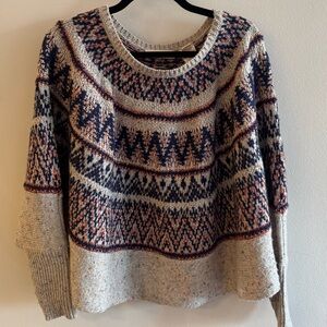 Anthropologie Crewneck Sweater in Cream, Navy & Rust